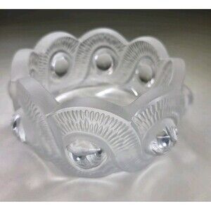 Lalique France Crystal Gao Bowl Serpentine Snake Round Trinket Pin Dish 4"